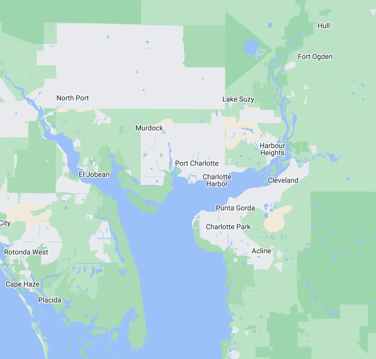 A map of Charlotte County in Florida